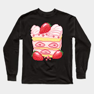 Strawberry Cake Pixel Art Long Sleeve T-Shirt